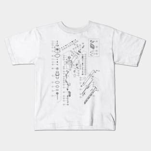 Nail Gun Tool Blueprint Black Kids T-Shirt